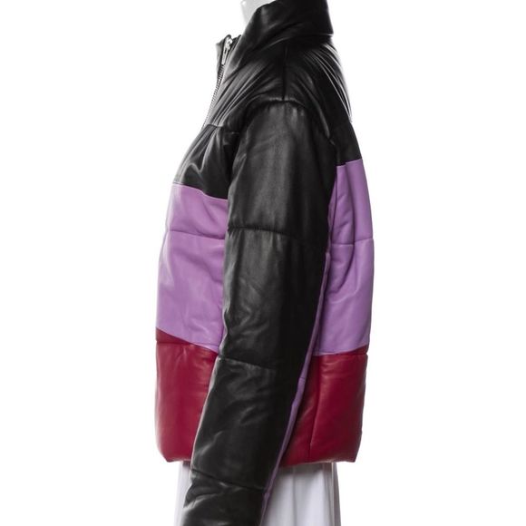 Veda leather colorblock jacket size XL bomber - Picture 2 of 3